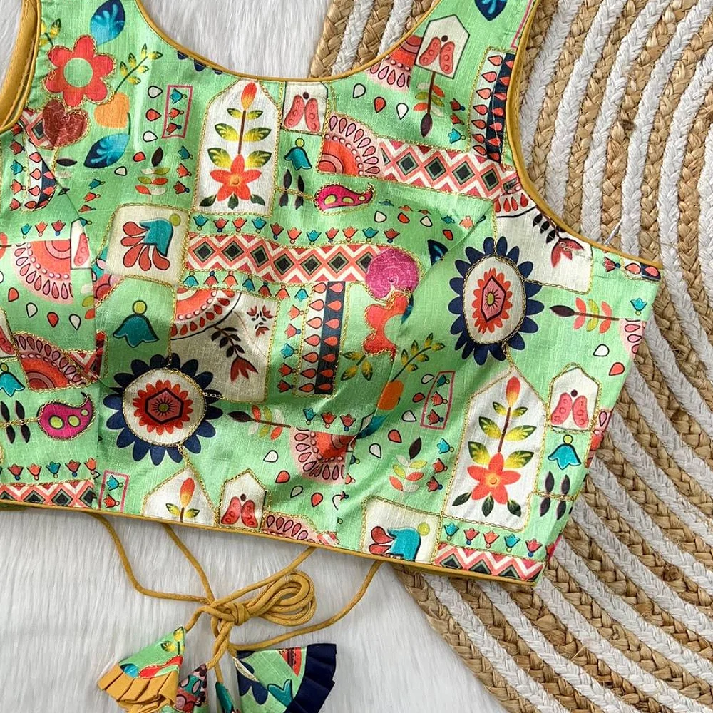 Multicolor Green Floral Printed Blouse — view 2