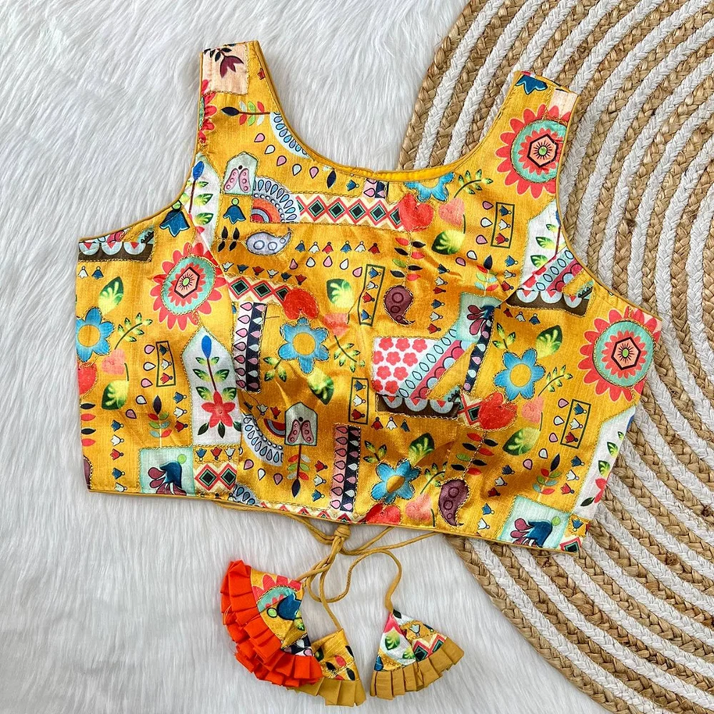 Multicolor Yellow Floral Printed Blouse — view 1