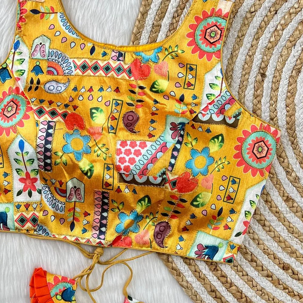Multicolor Yellow Floral Printed Blouse — view 2