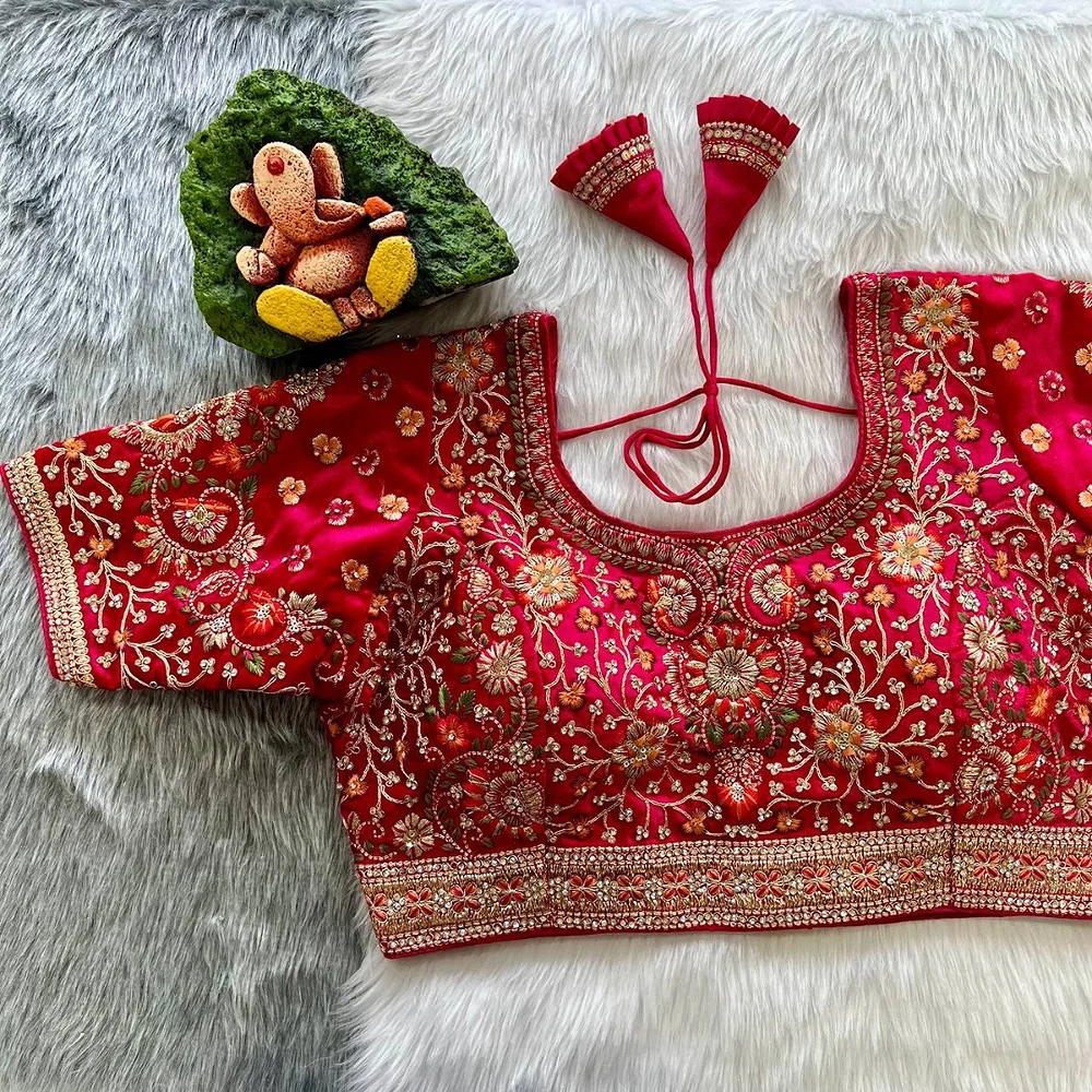 Rani Color Heavy Velvet Real Diamond Work Blouse — view 1