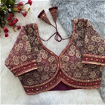 Maroon Color Velvet Elegance Bridal Blouse With Heavy Embroidery