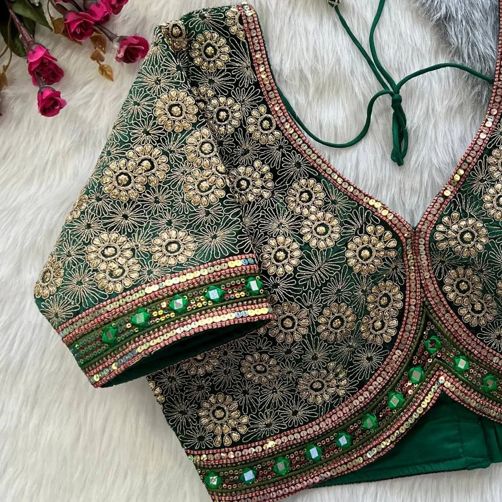 Green Color Alia Style Wedding Blouse — view 2