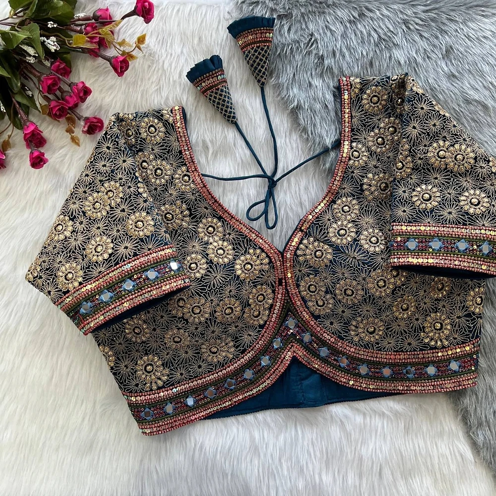 Blue Color Alia Style Wedding Blouse — view 1