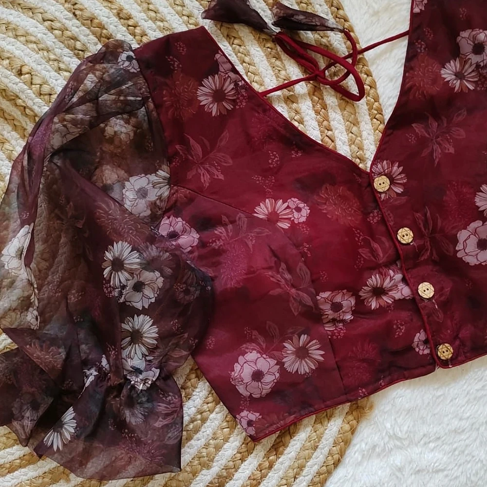 Style with Our Trendy Organza Festival Wear Blouse — view 2