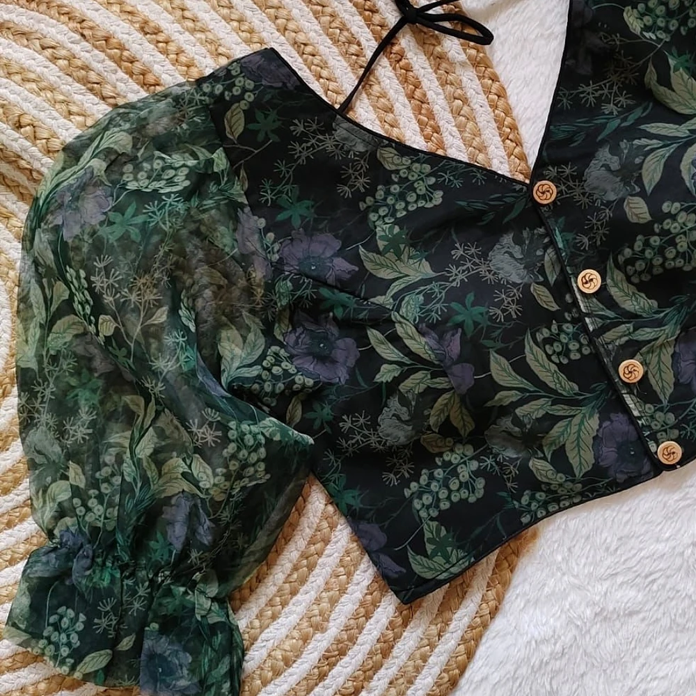 Style with Our Trendy Organza Festival Wear Blouse — view 2