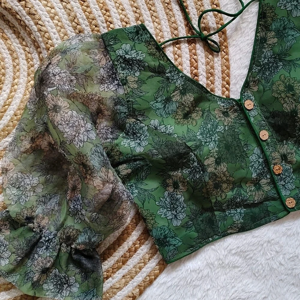 Style with Our Trendy Organza Festival Wear Blouse — view 2
