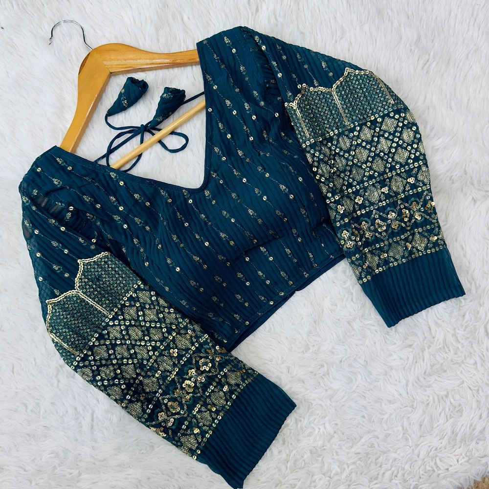 Stylish Georgette Blouse with Sequins and Pannell Sleeves — view 1
