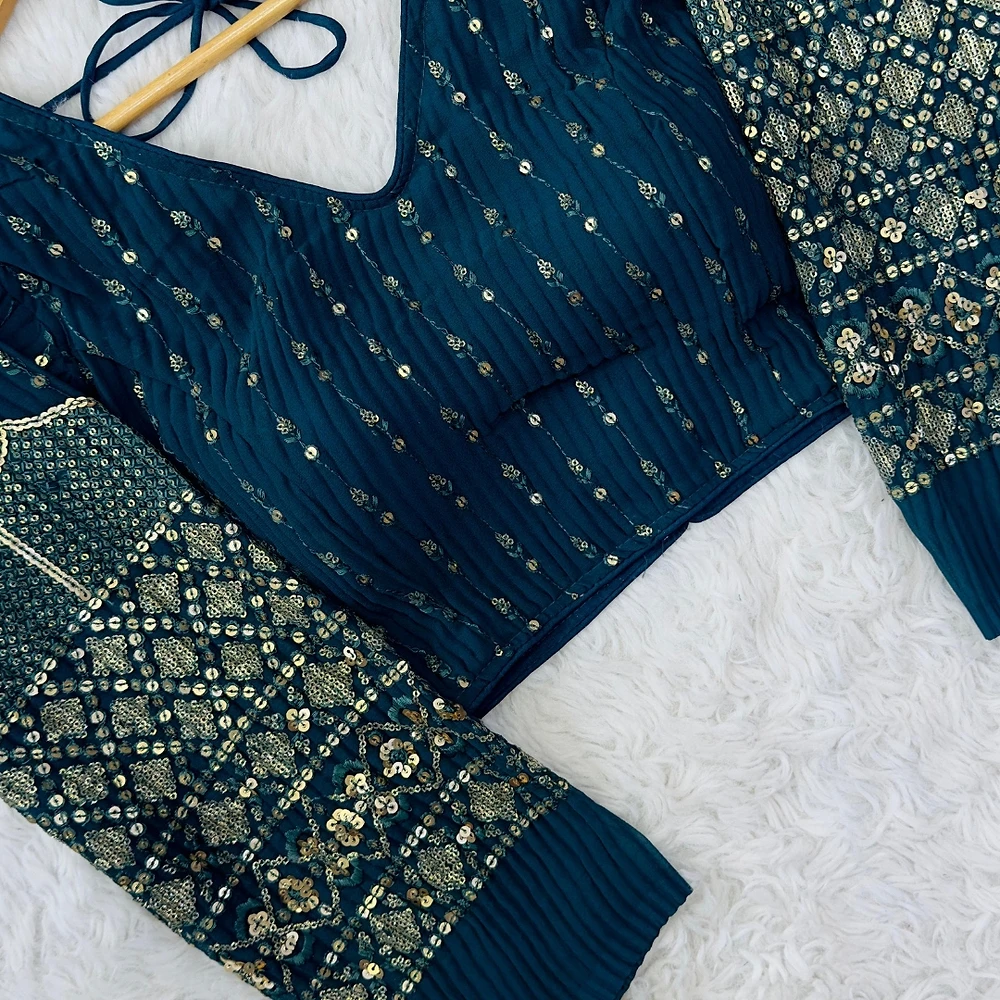 Stylish Georgette Blouse with Sequins and Pannell Sleeves — view 2