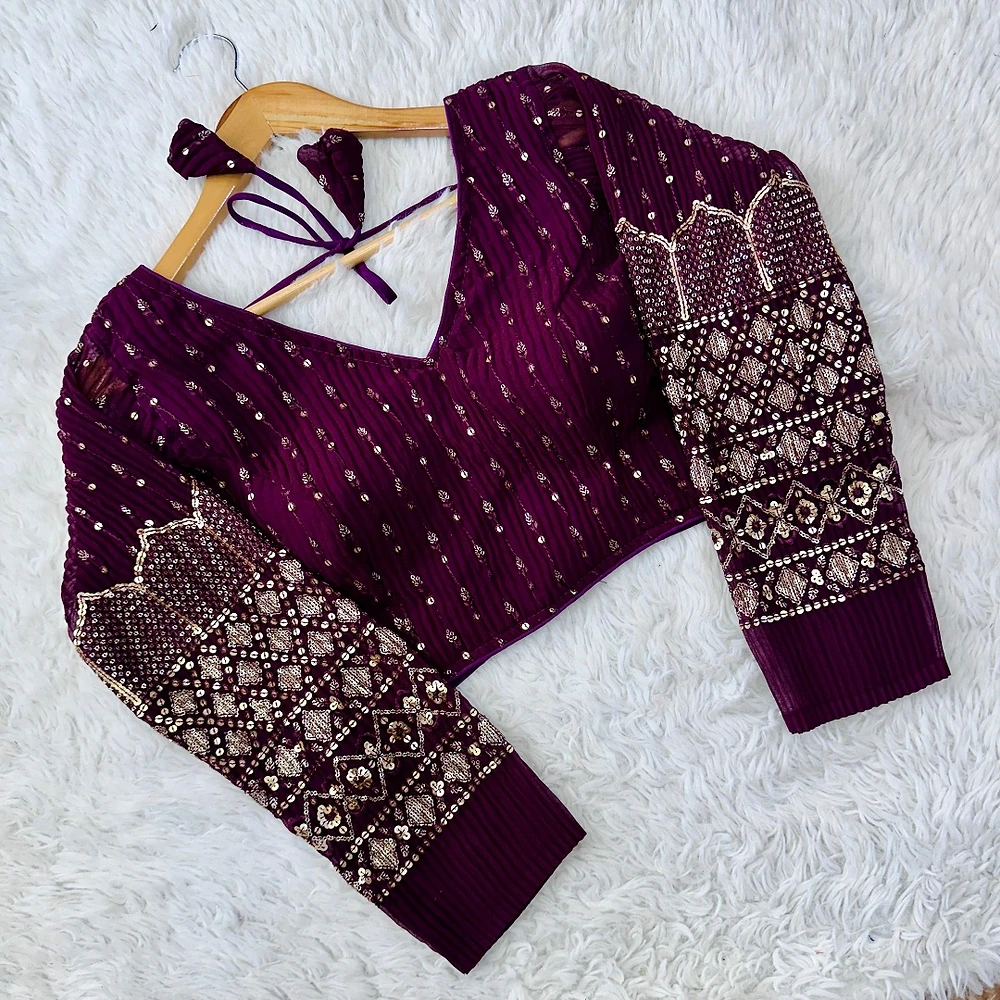 Stylish Georgette Blouse with Sequins and Pannell Sleeves — view 1