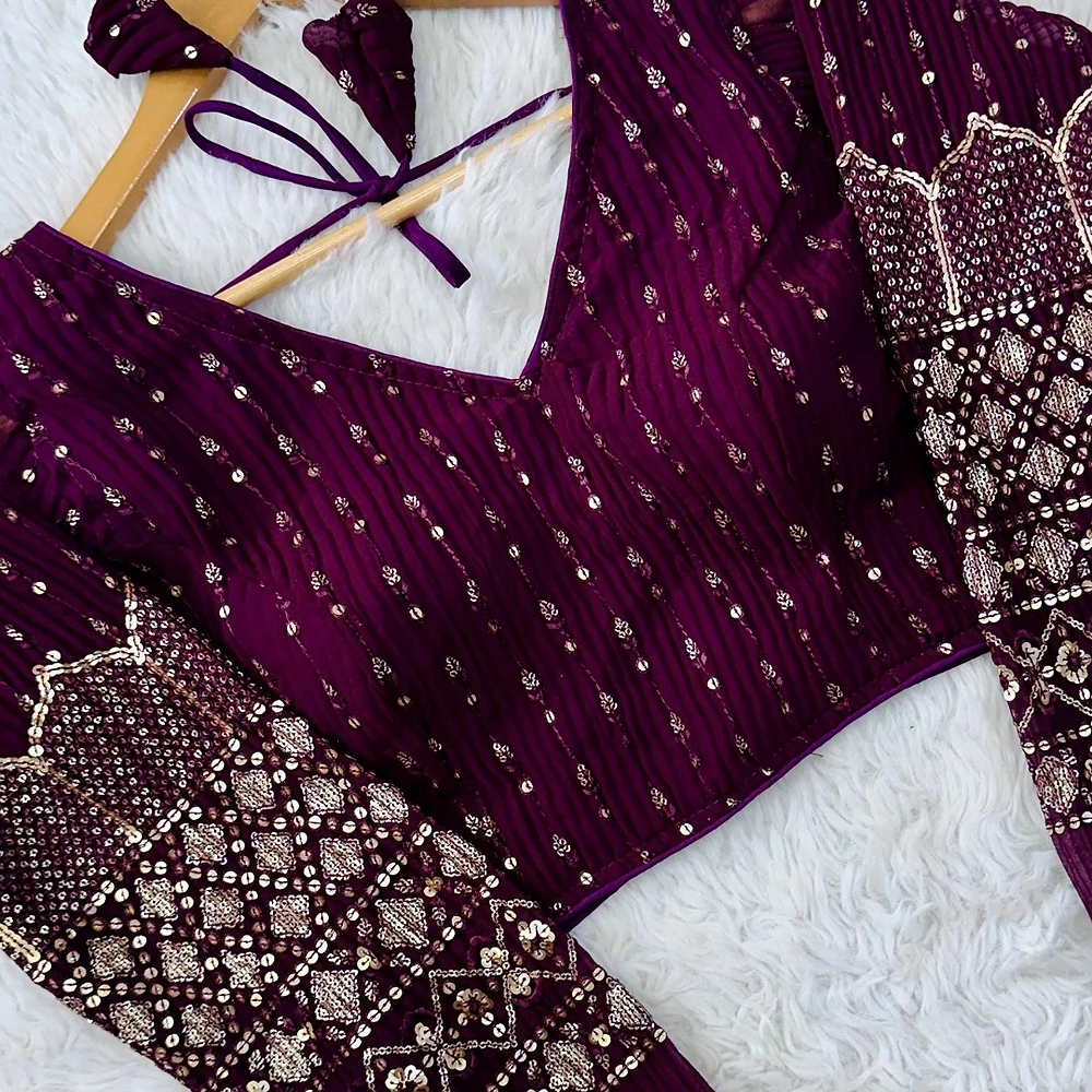 Stylish Georgette Blouse with Sequins and Pannell Sleeves — view 2