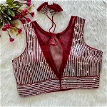 Maroon Color Heavy Imported Net Deep Neck Partywear Blouse
