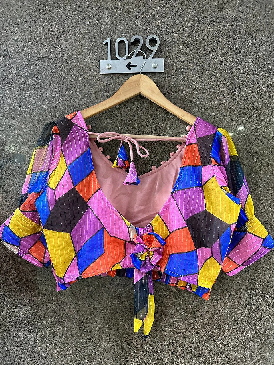 Multi Color Beautiful Designer Georgette Crochet With Sequence Blouse — view 4