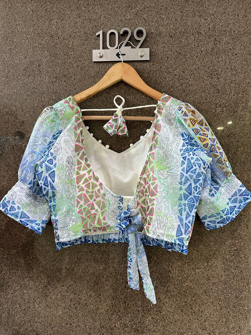 Multi Color Designer Georgette Crochet With Sequence Blouse — view 4