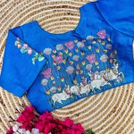 Blue Color Antique Handcrafted Print Blouse for Comfortable Style