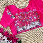 Dark Pink Color Antique Handcrafted Print Blouse for Comfortable Style