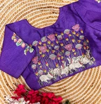 Violet Color Antique Handcrafted Print Blouse for Comfortable Style