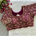 Wine Heavy Embroidery Work Timo Silk Bridal Blouse
