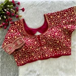 Maroon Heavy Embroidery Work Timo Silk Bridal Blouse