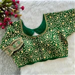 Green Heavy Embroidery Work Timo Silk Bridal Blouse