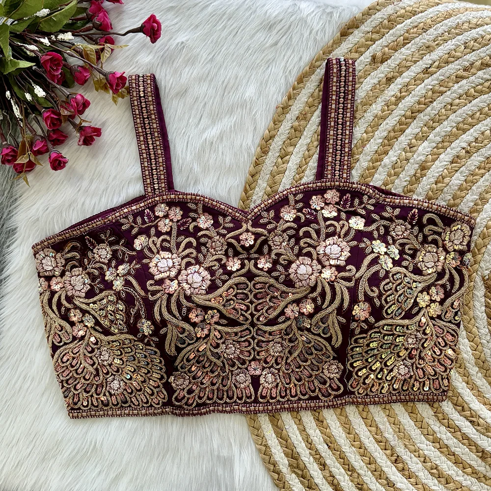 Wine Colour Spaghetti Strap Partywear Blouse — view 1