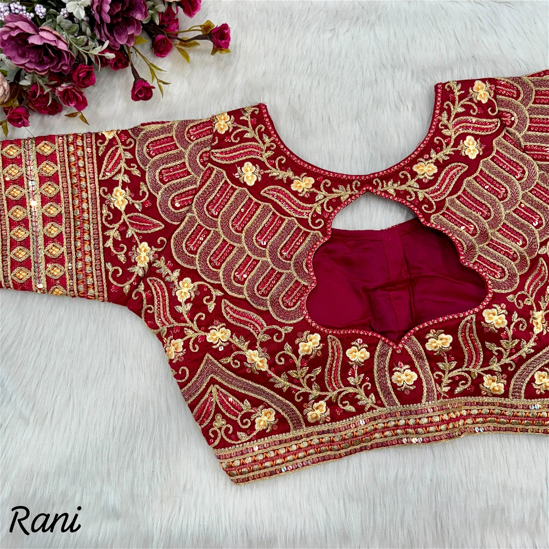 Rani Color Heavy Codding Embroidery Bridal Blouse with Sequence Work