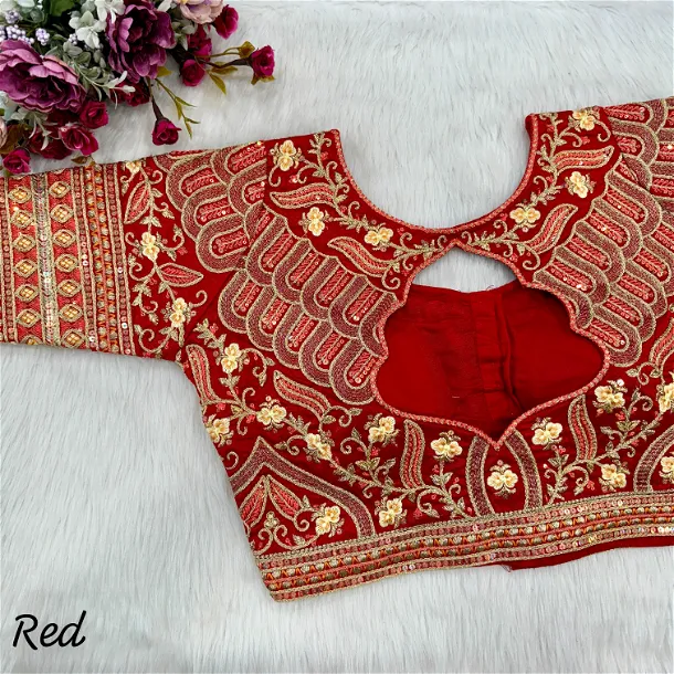 Red Color Heavy Codding Embroidery Bridal Blouse with Sequence Work