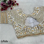 White Heavy Codding Embroidery Bridal Blouse with Sequence Work