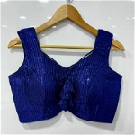 Royal Blue Color Sequin Party Blouse with Open Back Design