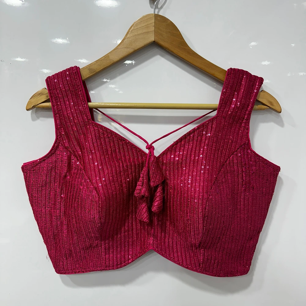 Rani Color Sequin Party Blouse with Open Back Design — view 1