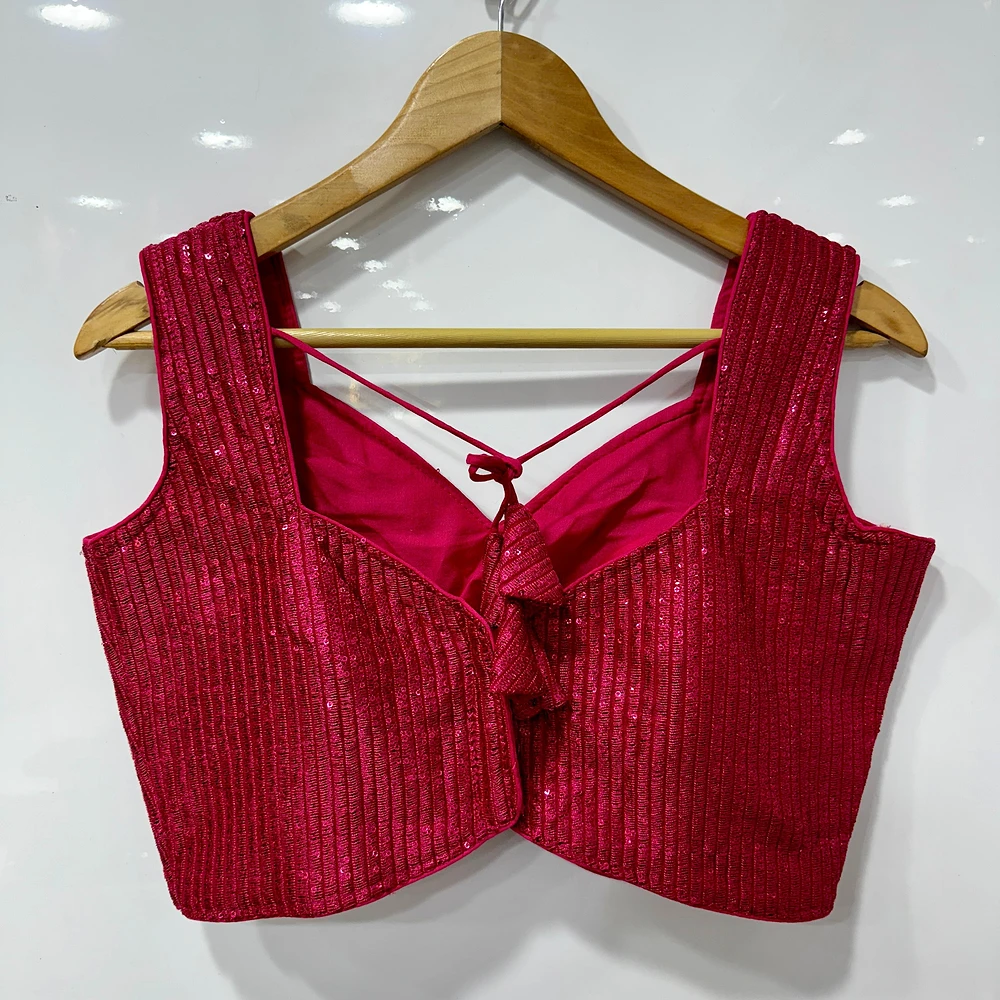Rani Color Sequin Party Blouse with Open Back Design — view 2