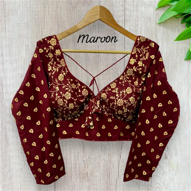 Maroon color Elegant Sabyasachi Inspired Pure Cotton Party Blouse