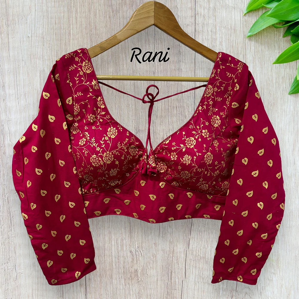 Rani color Elegant Sabyasachi Inspired Pure Cotton Party Blouse — view 1