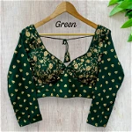 Green color Elegant Sabyasachi Inspired Pure Cotton Party Blouse