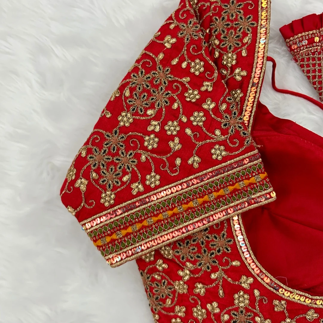 Royal Red Heavy Bridal Wedding Blouse with Embroidery