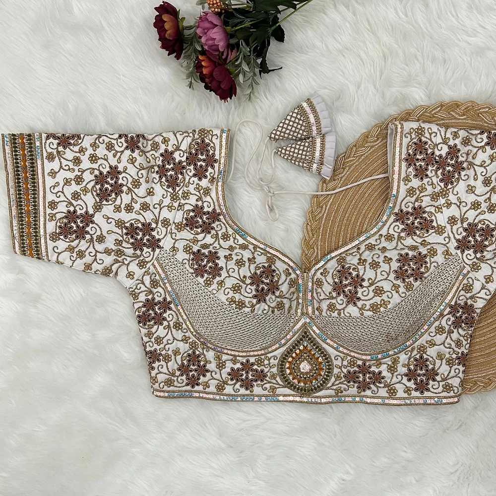 Royal Off White Stylish Bridal Blouse  — view 1
