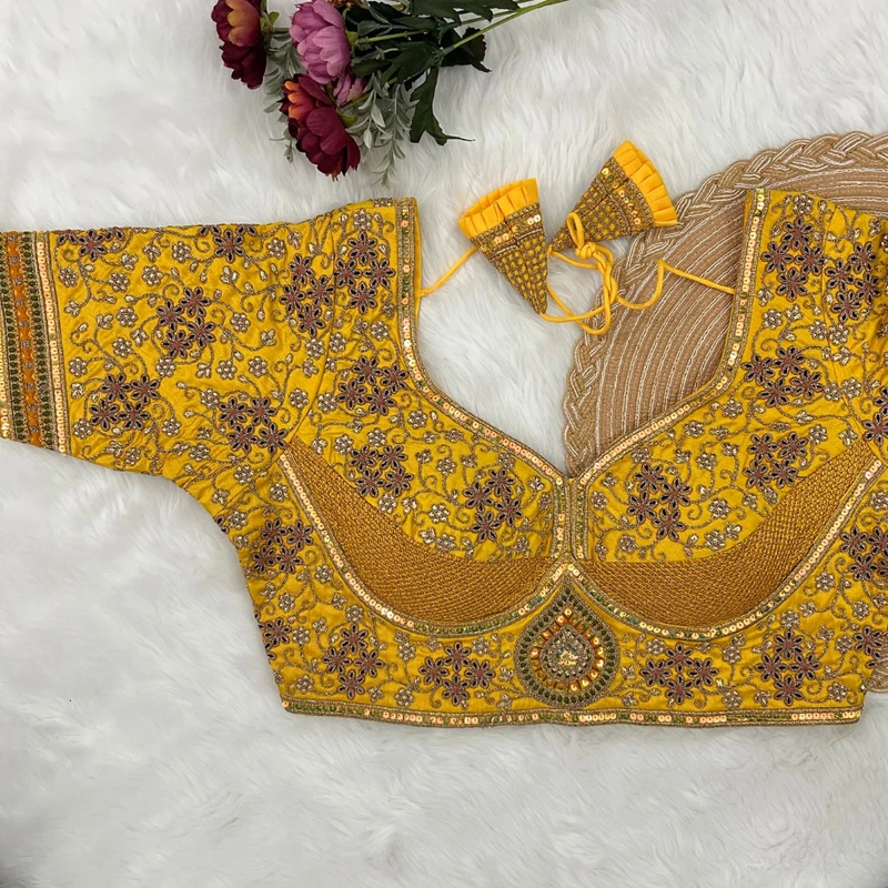 Royal Yellow Stylish Bridal Blouse 