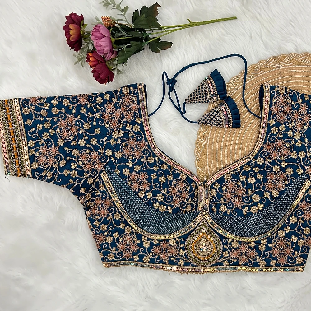 Royal Blue Stylish Bridal Blouse  — view 1