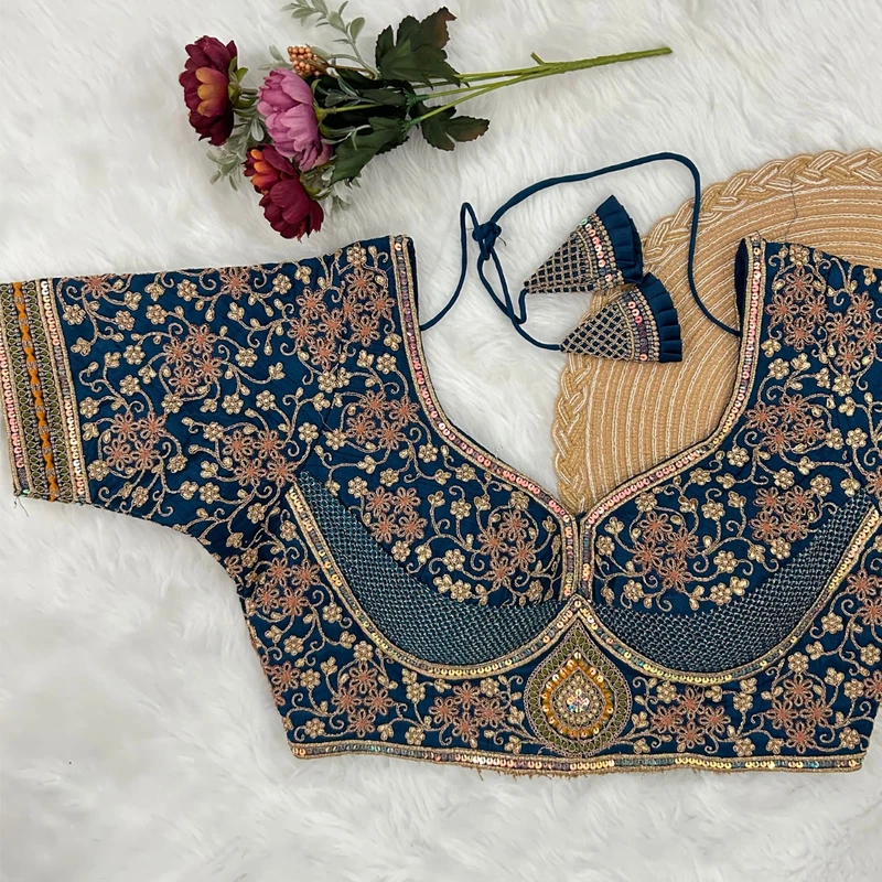Royal Blue Stylish Bridal Blouse 