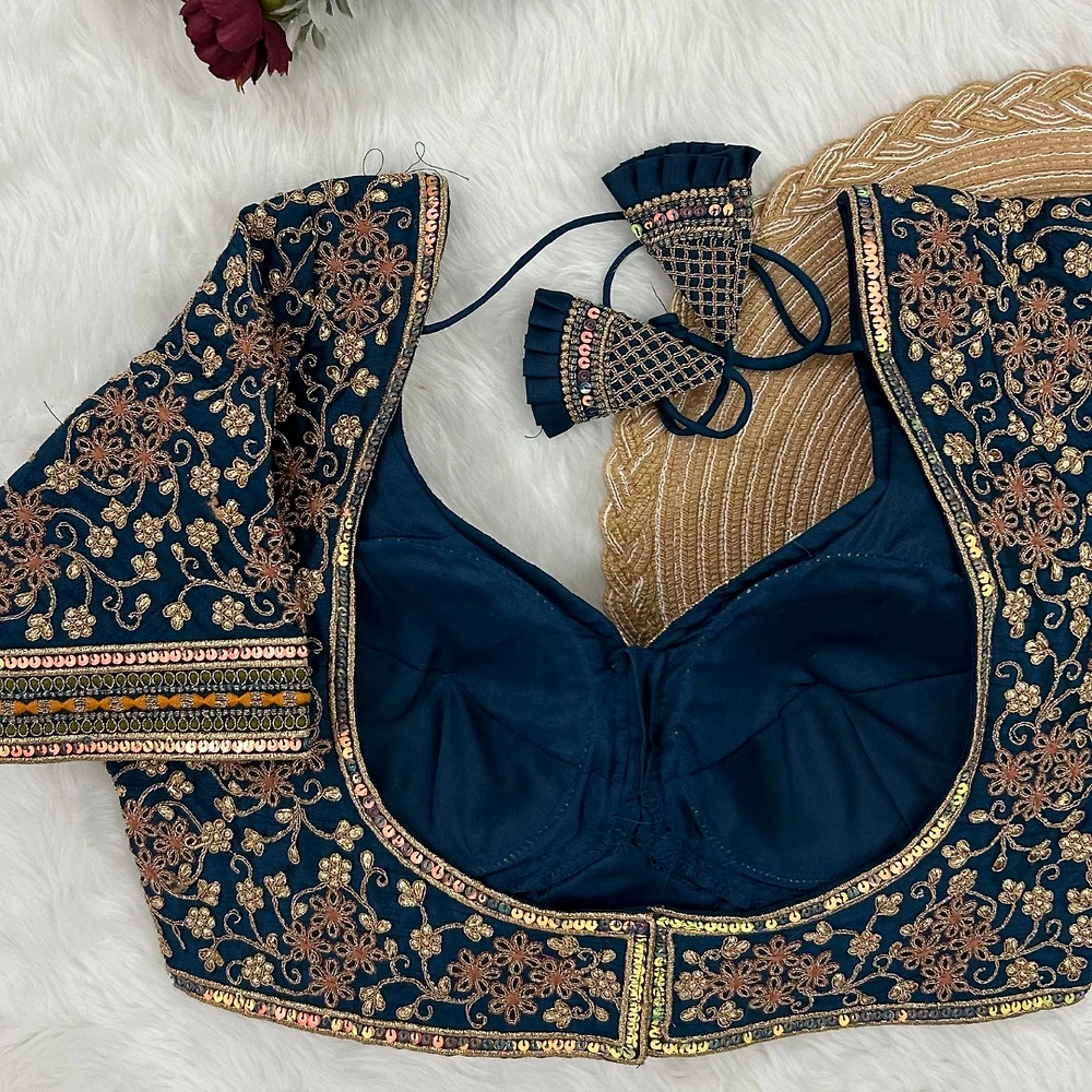 Royal Blue Stylish Bridal Blouse  — view 2