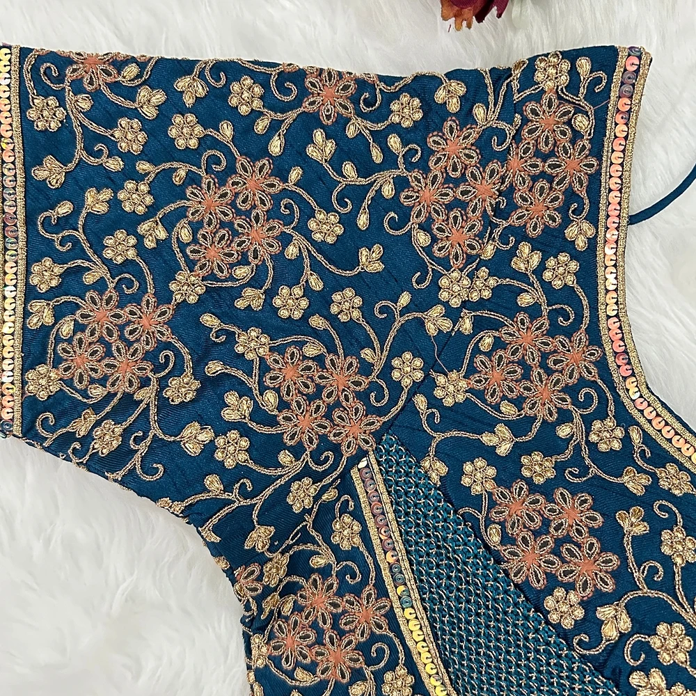 Royal Blue Stylish Bridal Blouse  — view 3