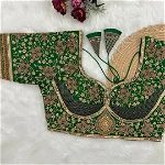 Royal Green Heavy Bridal Wedding Blouse with Embroidery