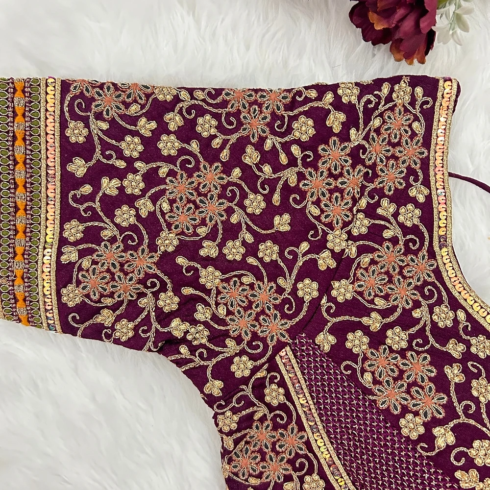 Royal Maroon Stylish Bridal Blouse  — view 3