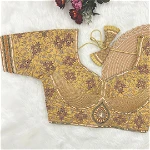 Royal Gold Heavy Bridal Wedding Blouse with Embroidery