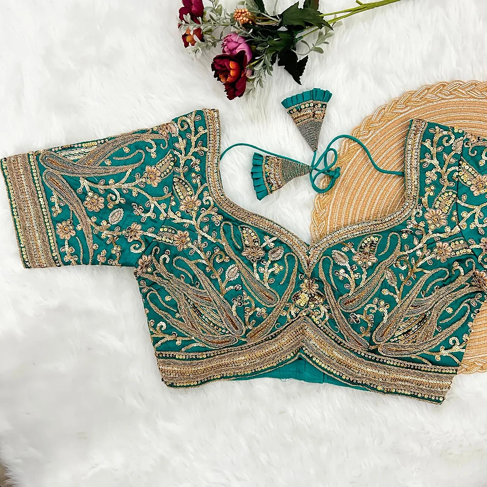 Rama Color Heavy Apple-Cut Bridal Blouse — view 1