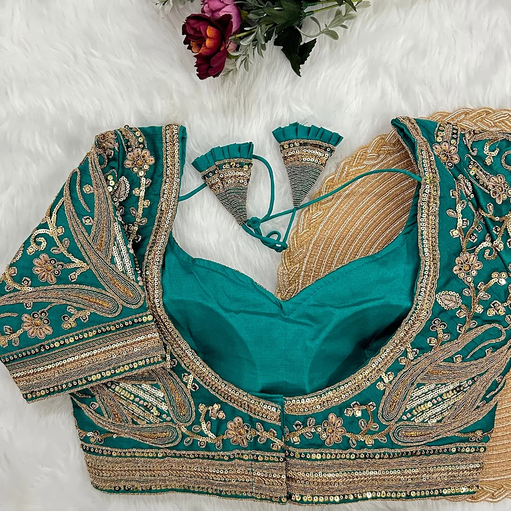 Rama Color Heavy Apple-Cut Bridal Blouse — view 2