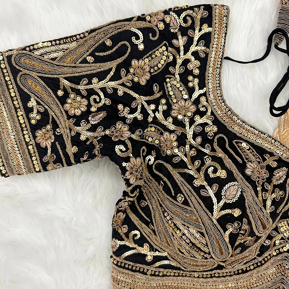 Black Color Heavy Apple-Cut Bridal Blouse — view 3