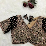 Black Embroidery And Diamonds Work Bridal Wedding Blouse