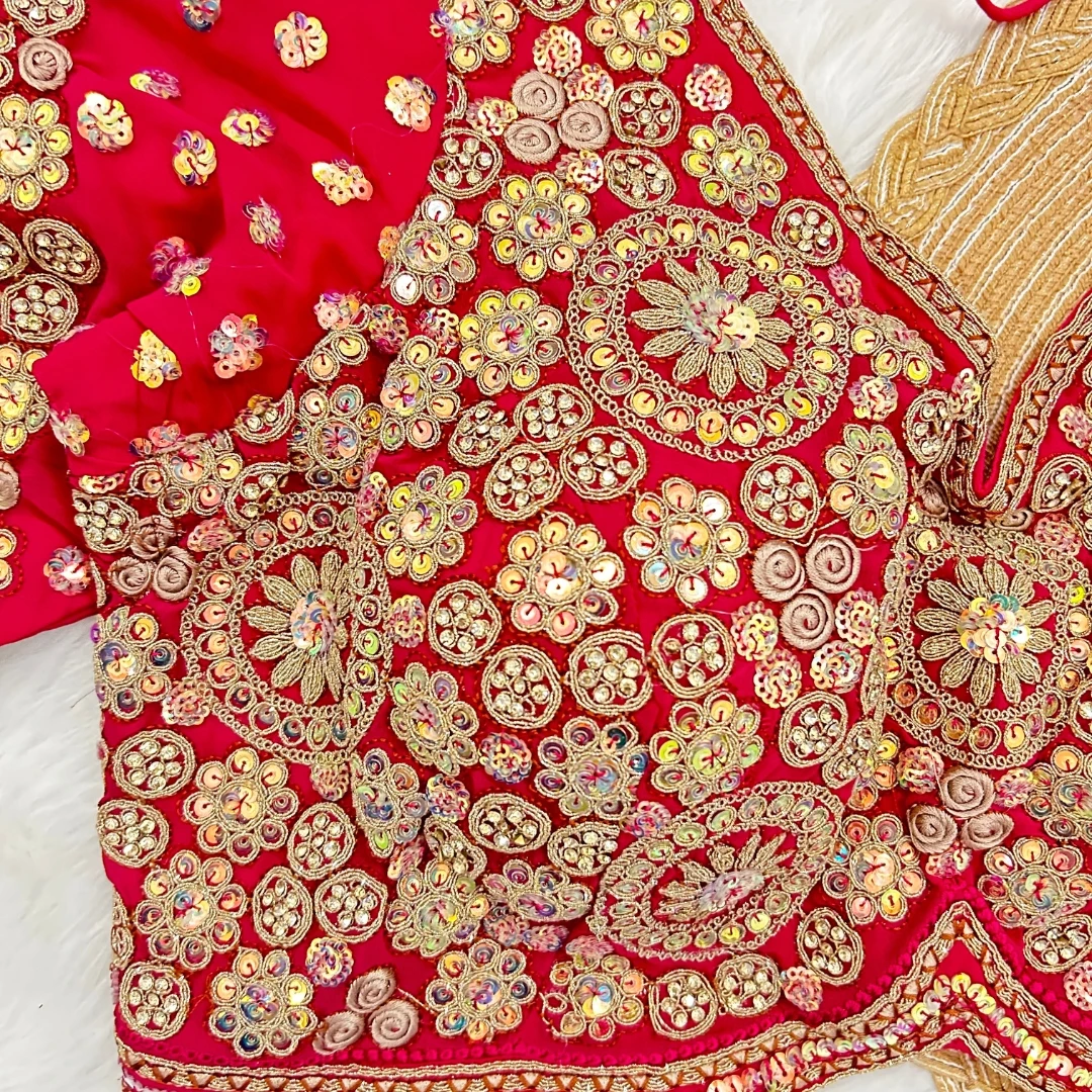 Rani Embroidery And Diamonds Work Bridal Wedding Blouse