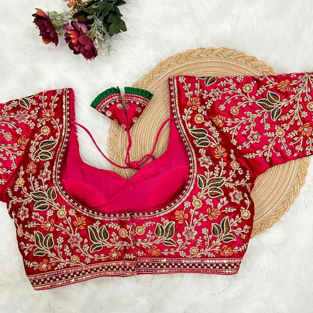 Rani Color Heavy Embroidery and Real Diamond Blouse with Front Open Style