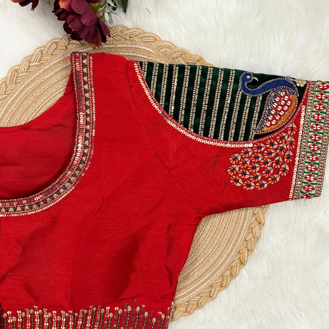 Red Color Heavy Embroidered Bridal Wedding Blouse